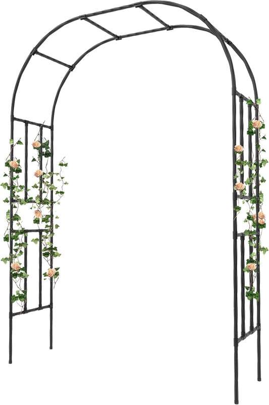 Garden Arch, 94.5’’x59.1’’ Arbor Trellis, Garden Arch Trellis for Climbing Plants Outdoor, Arbor for Flower, Climbing Vine Vegetable, Fruit and Lawn(Black)