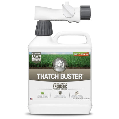 Turf Titan Thatch Buster Lawn Aerator & Grass Dethatcher (32 oz) – All-Natural Hose End Liquid Soil Loosener & Conditioner for Green Grass – Healthy Soil in 45 Days – Covers Up to 8,000 Sq Ft