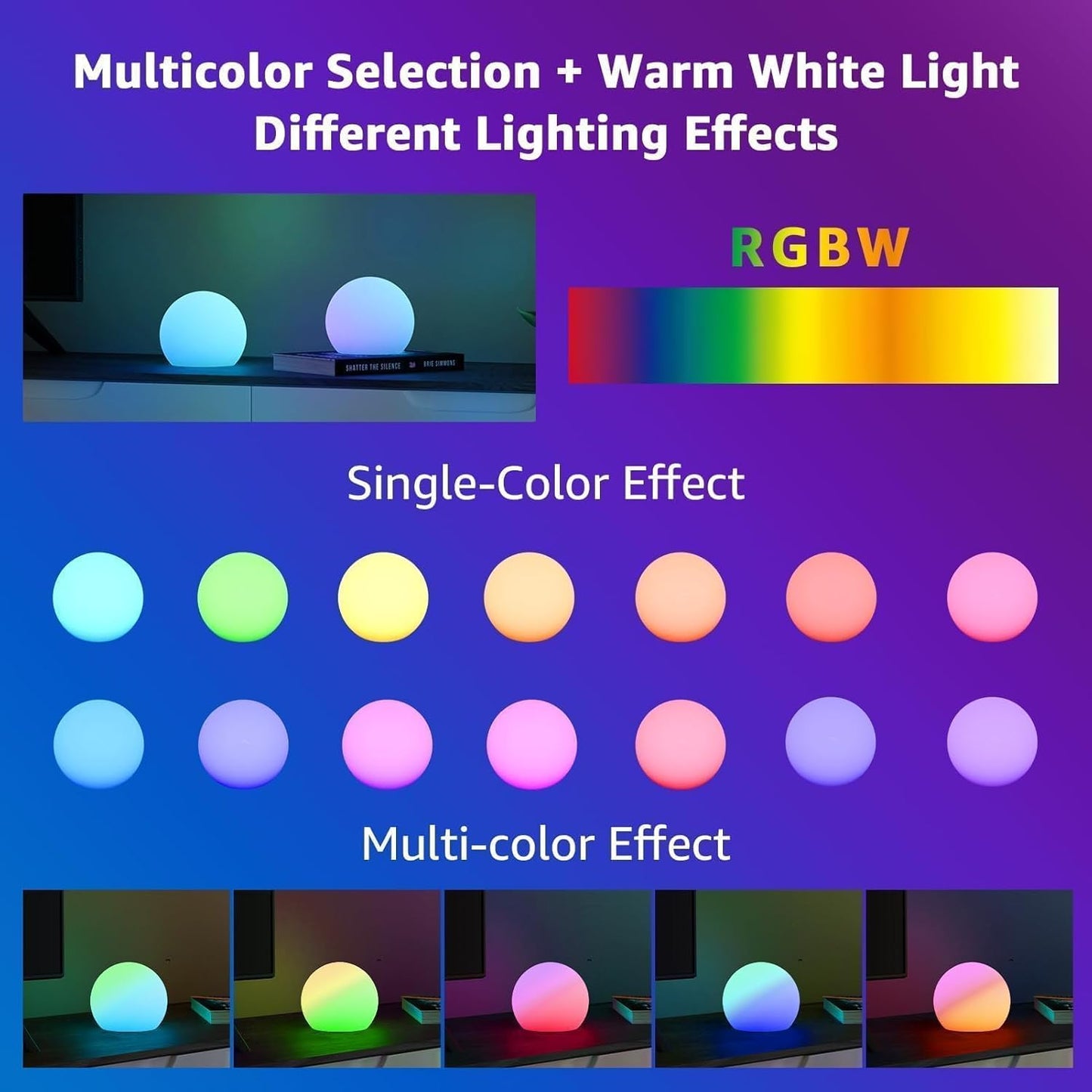 FUYO Floating Pool Lights, IP66 Water-Resistant LED Ball Mood Lamp with APP & Remote, Color-Changing Smart Night Light for Pool, Garden, Patio, Party, Indoor/Outdoor Decor (8-inch)