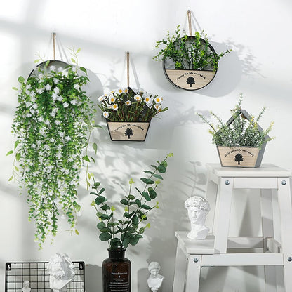 WEISPARK Artificial Hanging Flowers, 12pcs Fake Eucalyptus Vine Faux Flower Greenery Garland Plastic Plants for Indoor Outdoor Wall Garden Wedding Home Party Decor (12pcs White)