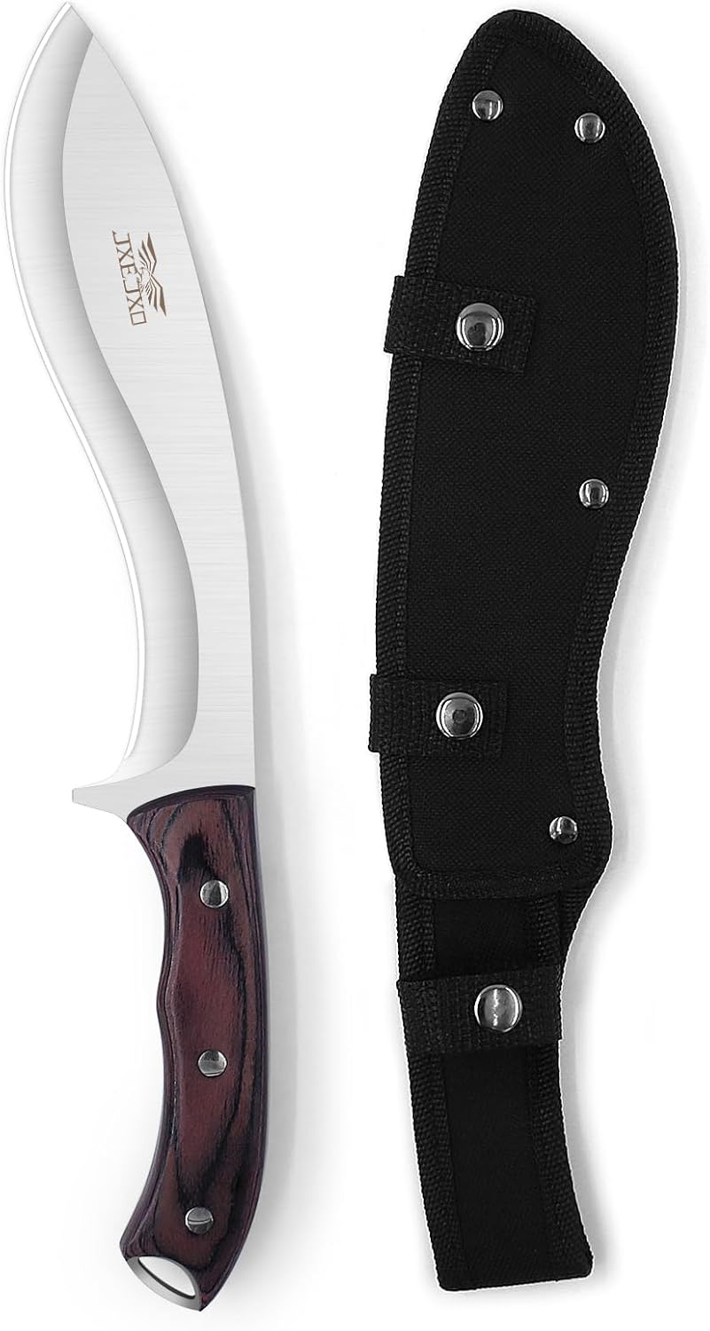 JXE JXO 13.2" Machete, Full Tang Machete for Cutting Trees Heavy Duty, 1065 High Manganese Steel with Nylon Sheath for Yard Work, Bushcraft and Outdoor