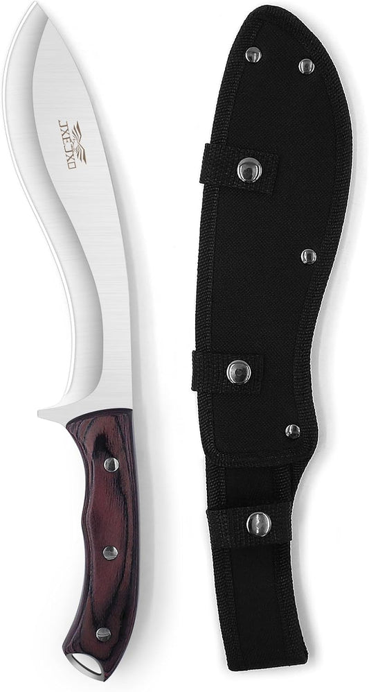 JXE JXO 13.2" Machete, Full Tang Machete for Cutting Trees Heavy Duty, 1065 High Manganese Steel with Nylon Sheath for Yard Work, Bushcraft and Outdoor