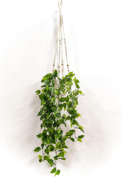 Fake Hanging Plants Artificial Plants for Home Decor Macrame Plant Hanger with Fake Vines Faux Hanging Planter Greenery for Wall Ceiling Bedroom Bathroom Kitchen Office Boho Decor Indoor