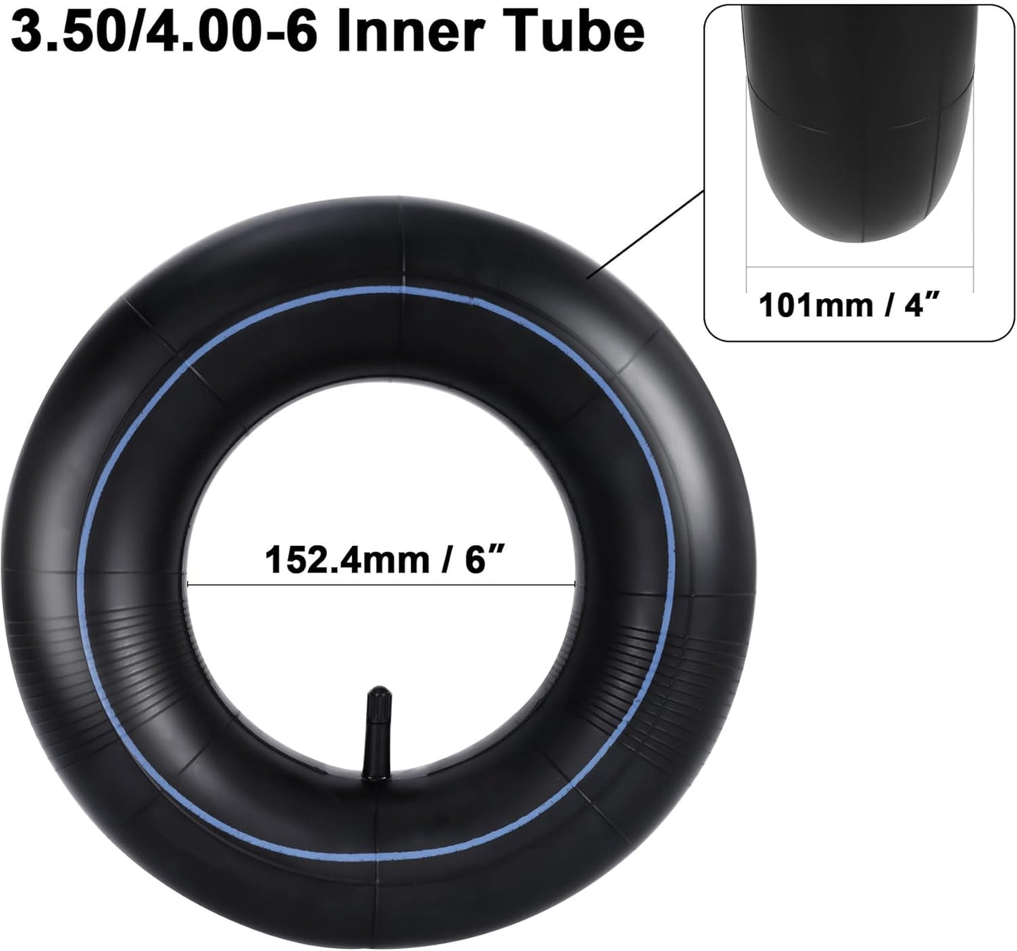 RUTU 4.00-6 Tube 4.10/3.50-6 Heavy Duty Inner Tube with TR13 Straight Valve Stem Replacement for Go Kart Wheelbarrow ATV Lawn Mower Hand Truck Snow Blowers Gorilla Cart 2 Pack