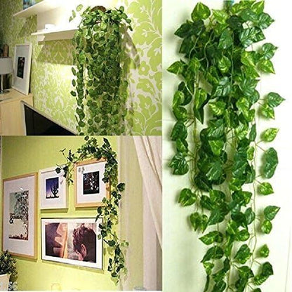 Unilove 168 feet Fake Foliage Garland Leaves Decoration Artificial Greenery Ivy Vine Plants for Home Decor Indoor Outdoors (Artificial Scindapsus Leaves)