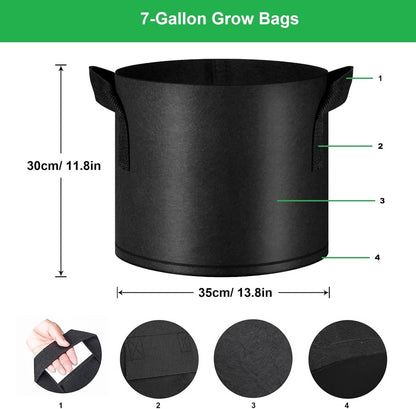 7-Gallon 10 Pack Grow Bags,Thickened Aeration Fabric Growing Pots Planters with Handles for Planting Vegetables Plants,Black