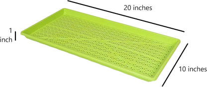 SUNPACK 10" x 20" Heavy Duty Mesh Plastic Seed Starting Tray, Lime Green, 1" - Ensures Water Drainage and Aeration, Perfect for Greenhouses or Indoor Gardening