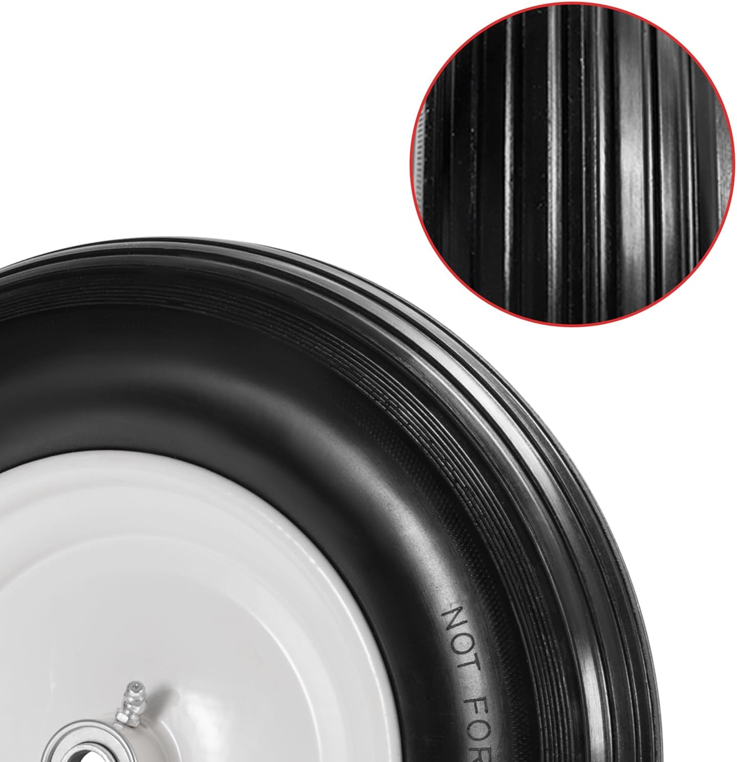 14.5" Wheelbarrow Tires Fits 3.50/2.50-8, 4.00-6, 4.00-8, 4.80/4.00-8 Flat Free Tire with 3" - 6" Centered Hub, 3/4" or 5/8" Bushing, Universal Replacement Wheelbarrow Wheels, 1 Pack