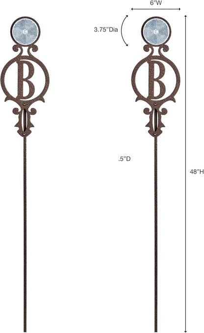 Touch of Class Pathways Reflective Driveway Marker Stake Set of Two for Outdoor Use | Custom Monogram Initial Design | Personalized Tall Reflector Set of 2 | Weathered Bronze Durable Finish
