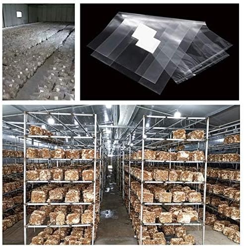SUCOHANS 50 Count Mushroom Growing Bags Farm-Mushroom Spawn 0.2 Micron Filter,2.5 Mil Polypropylene,Size 5" X 5" X 19",for Substrate Autoclavable