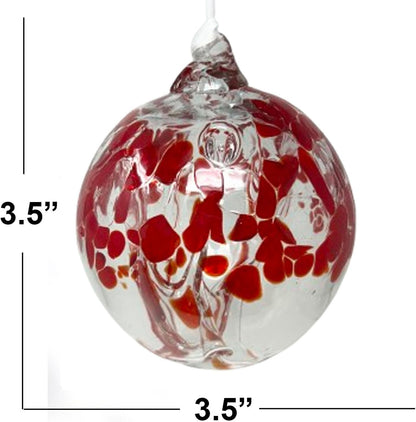 Ruby Tree of Life Glass Globe - Small 3.5 inch Hand Blown Handmade Hanging Garden Gazing Ball Indoor Outdoor Home Décor
