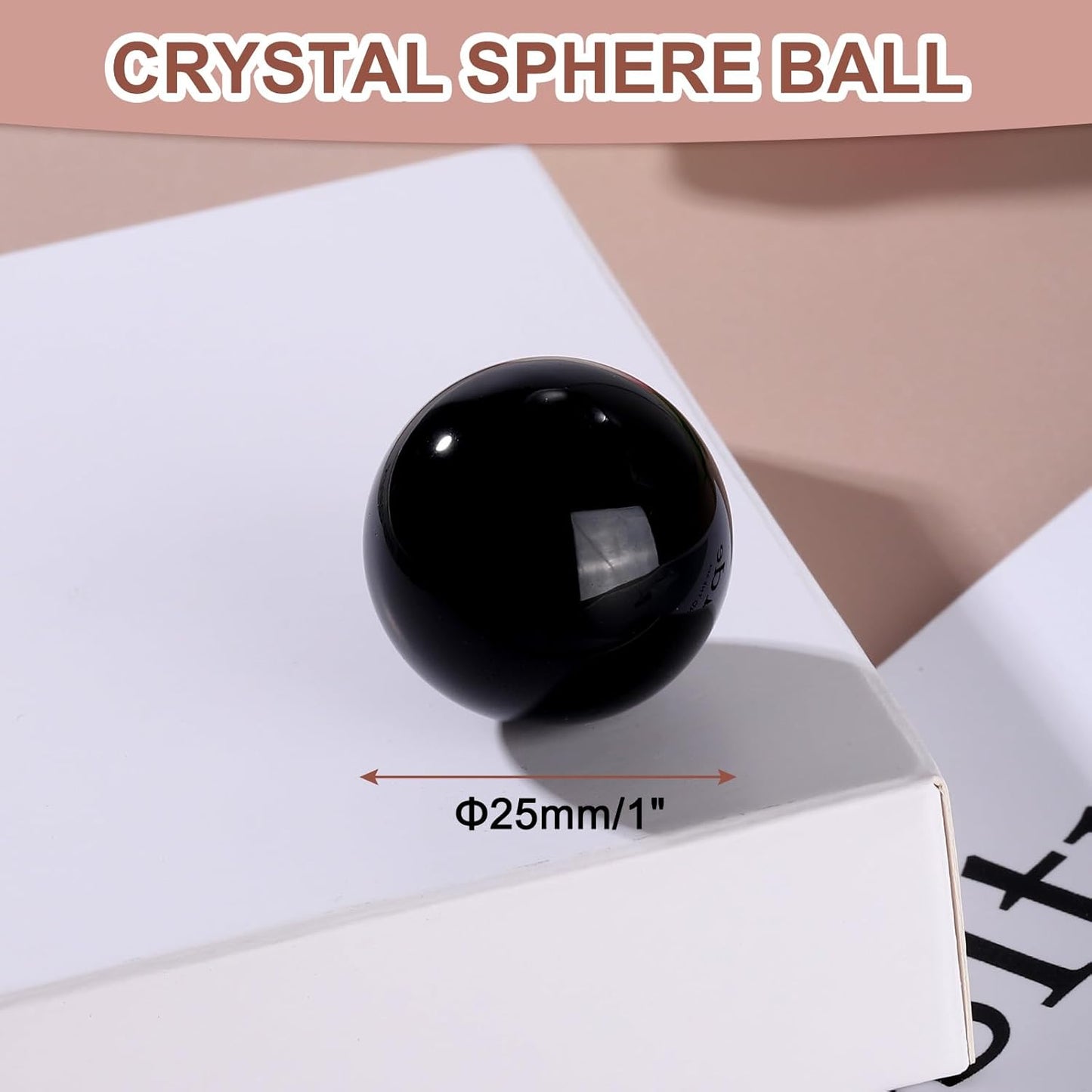 uxcell 25mm/1" Crystal Sphere Ball Glass Solid Decorative Sphere Crystal Ball Prop Ornament for Feng Shui Divination Fortune Telling Tabletop Fountain Decoration, Black