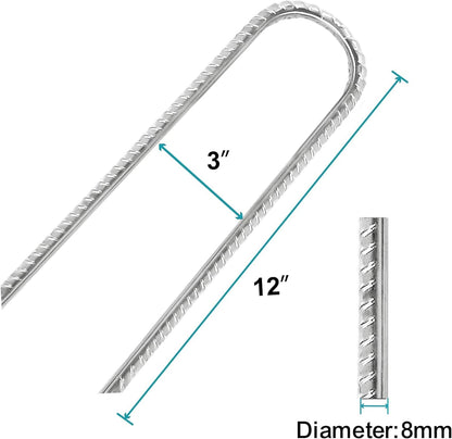 Eurmax USA Strong Trampoline Anchor Stake High Wind, Ground Anchors Heavy Duty, Tent Stakes,Trampoline Accessories, Swing Set Anchors, Ground Stakes, Pack of 8(Silver)