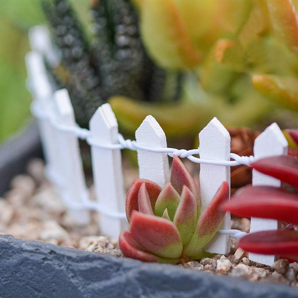 35 Inch 2-Pack Miniature Fairy Garden Fence Wood Decorative Ornament Fence for Dollhouse Succulent Plant Pot DIY Diorama Project Height 2 inch (White)