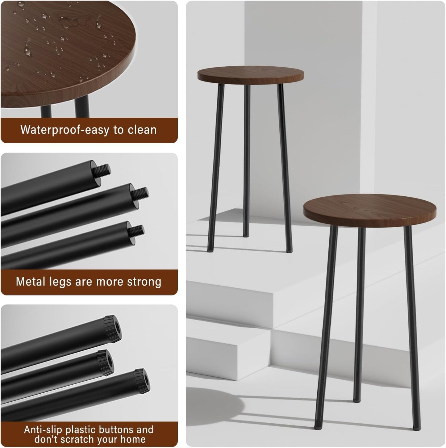 Plant Stand Indoor 2 Pack: Corner Wood 20 Inch Plant Stand Mid Century Modern Decor - Small Round Plant Table for Indoor Plants - Outdoor Plant Holder for Patio Living Room Bathroom Office (Walnut)