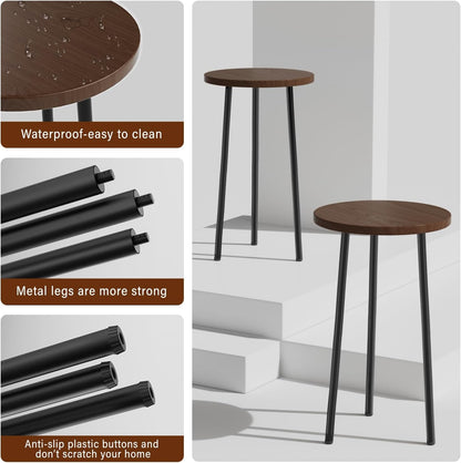 Plant Stand Indoor 2 Pack: Corner Wood 20 Inch Plant Stand Mid Century Modern Decor - Small Round Plant Table for Indoor Plants - Outdoor Plant Holder for Patio Living Room Bathroom Office (Walnut)