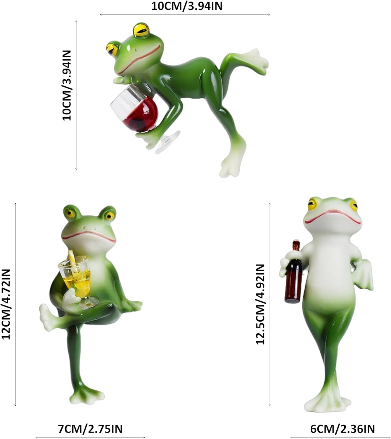 3 Pack Tipsy Frog Figurines Pot Huggers Statues Garden Decor for Outside,Plant Decorations for Pots,Miniature Frog Ornaments for Patio,Balcony,Backyard,Lawn,Unique House Warming Gifts for Women