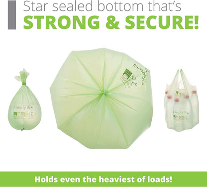 3 Gallon Compostable Trash Bags with Handle-Tie, Thick 0.67 Mil, 11.36 Liter, 80 Bags, Small Kitchen Food Scrap Waste Bag, ASTM D6400, US BPI and OK Compost Home Certified