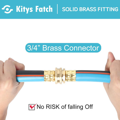Upgraded Kink Free Hybrid Garden Hose 100ft 5/8", Thickened Heavy Duty Water Hose with Brass Solid Connector，Lightweight Flexible Tough Rubber Hose with Nozzle,Durable Yard Outdoor Hose