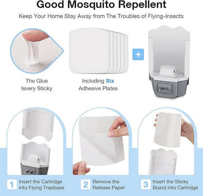 Fly Trap Indoor 1 Pack and 3 Refills – Flying Insect Trap, Fruit Fly & Gnat Trap for Indoor Use, Quiet Bug Catcher for Mosquitoes, Flies & Moths, Safe & Mess-Free Design