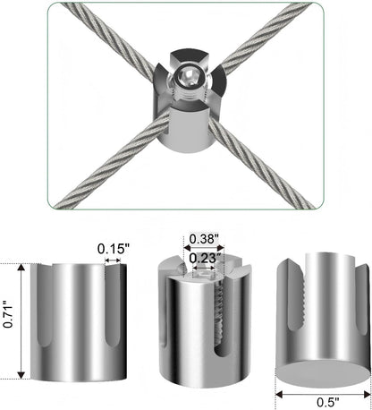 40 Pack Wall Trellis Wire Clamps & Cross Cable Clamps, T316 Stainless Steel Heavy Duty (0.5" OD) for 1/8" Rope, No Drilling Wire Trellis Kit for Outdoor Climbing Plants & Fence