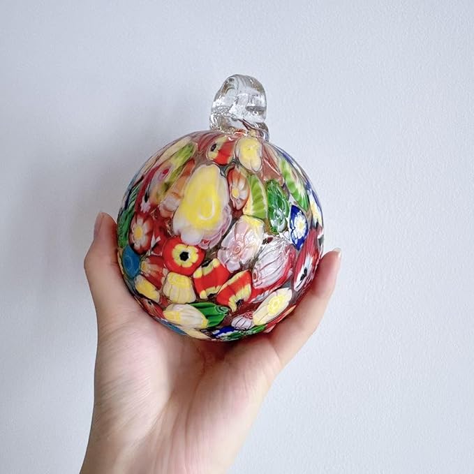 Yao Yuan 4 Inch Garden Hanging Gazing Ball Hand-Blown Glass for Hanging Gardens Window Outdoor Gazing Ball Witch Balls Glass Ornament (Multicolor)