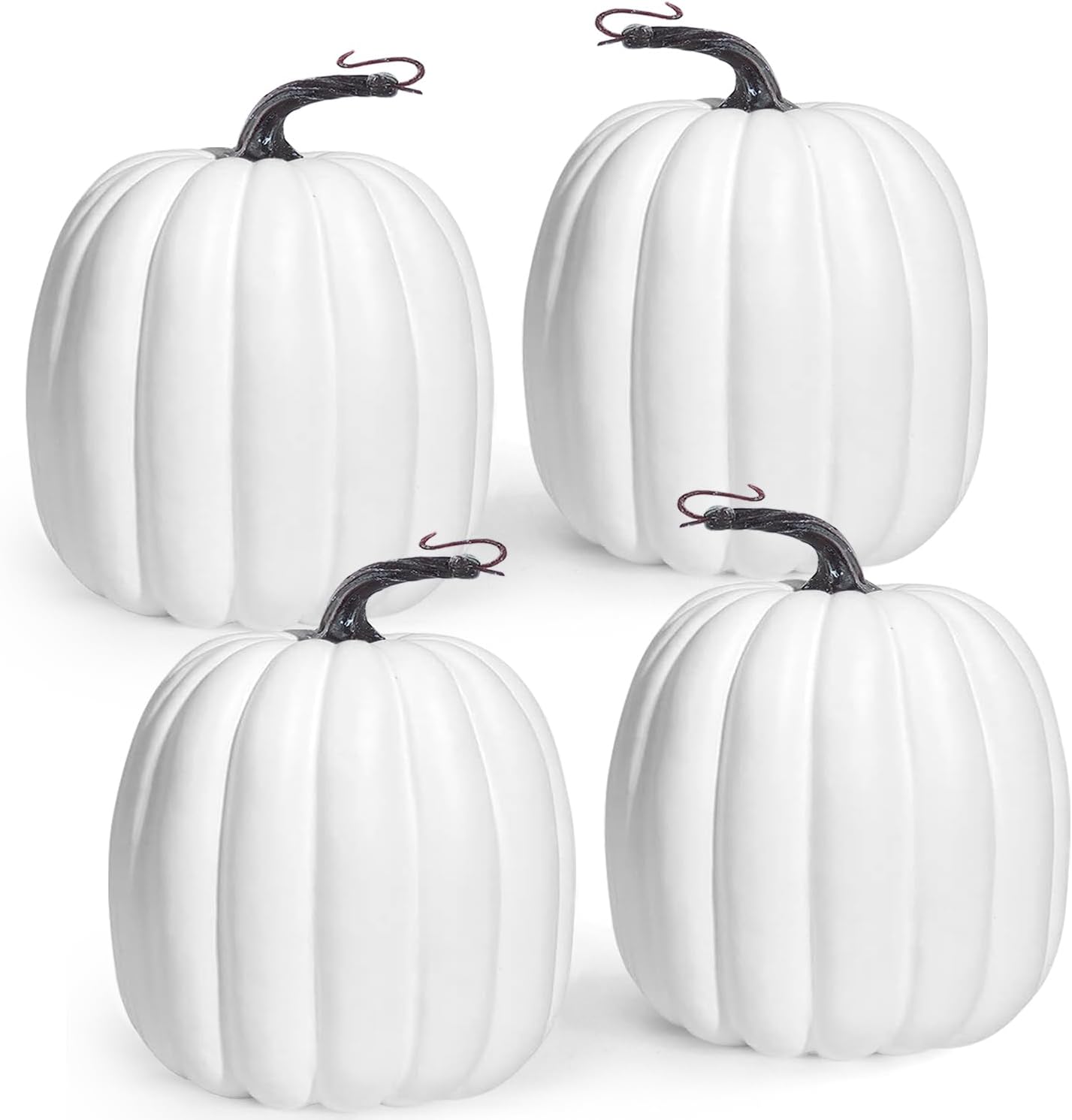 Artmag 6 Inch Large Artificial Pumpkins, 4PCS Big White Faux Foam Harvest Pumpkins for Fall Autumn Thanksgiving Seasonal Holiday Decor