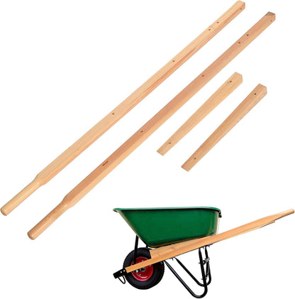 uyoyous 1 Pair Wheelbarrow Handles Replacement 59" Wood Wheel Barrow Replacement Handle Kit with 2 Wheelbarrow Wedge Heavy Duty Wood with Tough Seal Coat and Pre Drilled Holes, Easy to Install