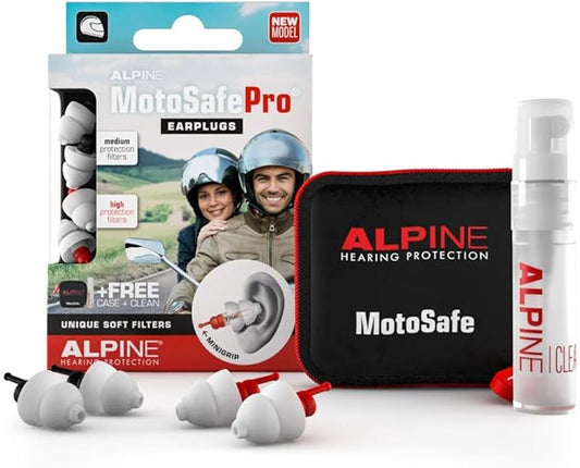 Alpine MotoSafe Pro - Premium Motorcycle Ear Plugs for Wind Noise Reduction - 20dB - Motorcycle