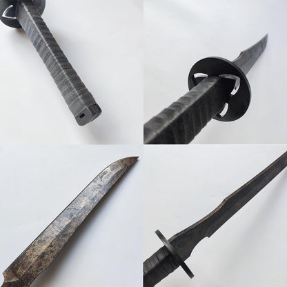 Full Tang Carbon Steel Machete Sword with Leather Sheath for Practice, Outdoor Use, Collection-20.5 Inch