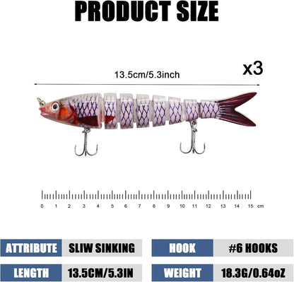 Fishing Lures for Bass Trout Topwater Multi Jointed Swimbaits Slow Sinking Bionic Swimming Lures Bass Freshwater Saltwater Bass Lifelike Fishing Lures Kit