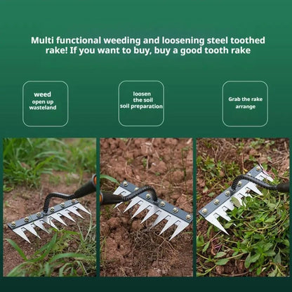 Gardenia Iron Weeding Rake, 2025 Gardenia Iron Weeding rake, Ironrake The Heavy-Duty Irons Weedings Rakes,Irons Rakes for Gardening and Weedings (5 Teeth) (5 Teeth)
