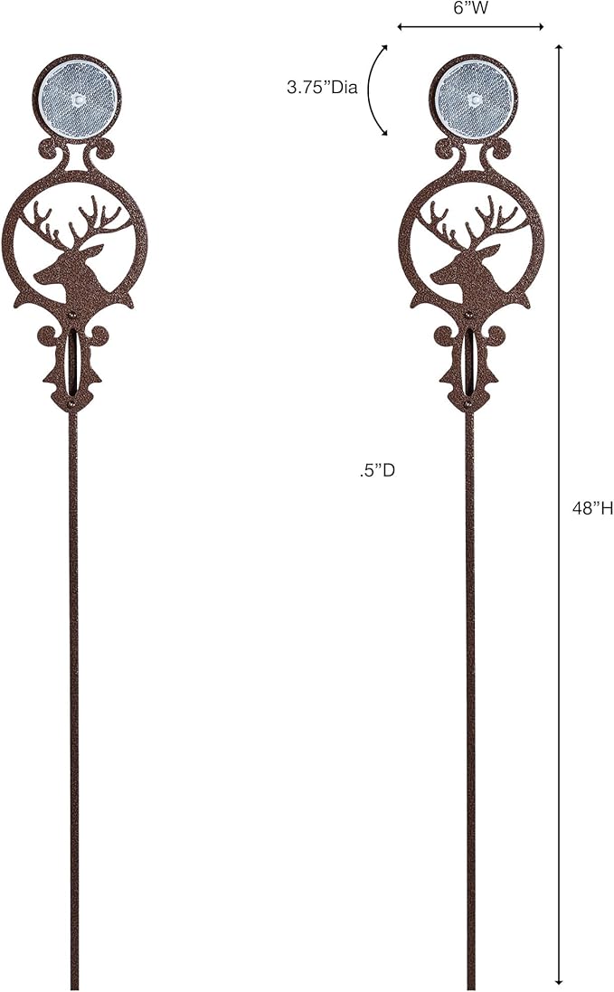 Touch of Class Pathways Reflective Driveway Marker Stake Set of Two for Outdoor Use | Buck Deer Design with Antlers | Personalized Tall Reflector Set of 2 | Weathered Bronze Durable Finish