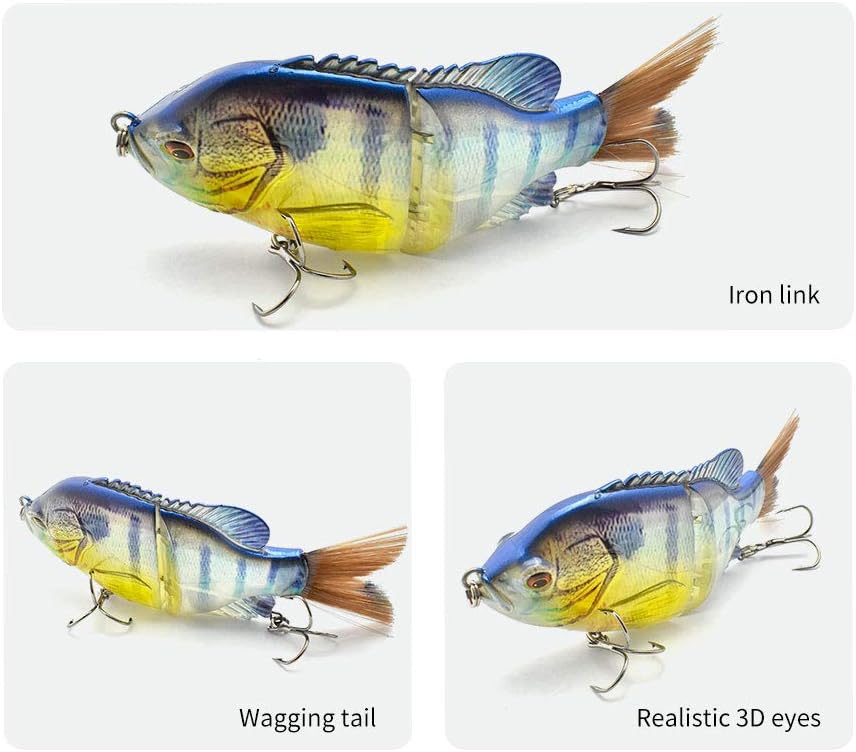 5.9in Multi Jointed Swimbait Fishing Lures Bait,2 Segment Big Giant Sinking Fishing Bass Lures,Crankbaits Swimbaits with Treble Hook