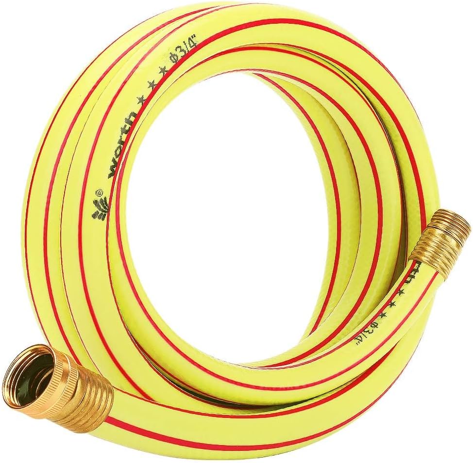 Solution4Patio Yellow Garden Hose 3/4 in. x 25 ft. -Heavy Duty Durable Flexible Lightweight Water Pipe-Brass Aluminum Ends for Household & Commercial Use -Kink Free, No Leaking, Male/Female Fittings