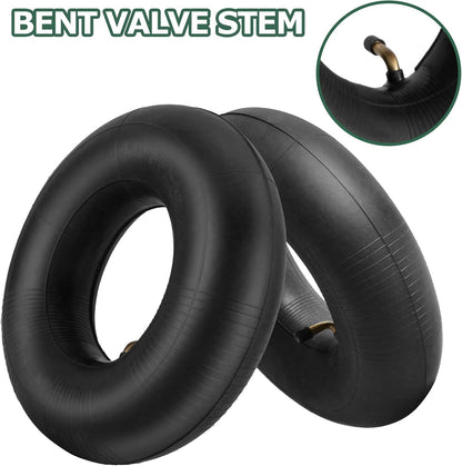 4.10/3.50-4 Inner Tube with Bent Valve Stem (2-Pack) - Heavy Duty Replacement Tire Tubes for Wheelbarrows, Mowers, Hand Trucks, Yard Trailers