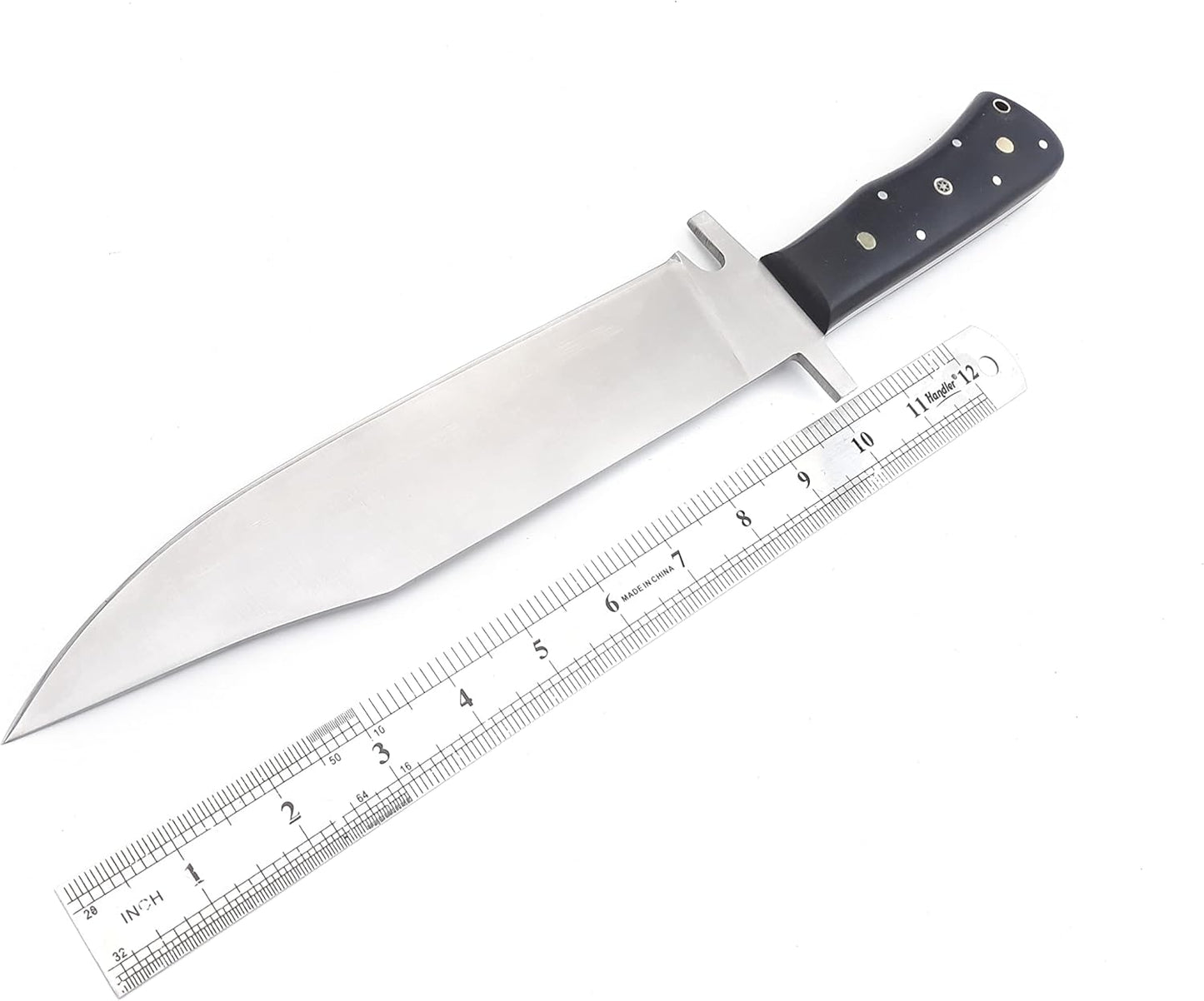 Nooraki - 15" Handmade Full Tang Hunting Knife with Leather Sheath, Multipurpose Bowie Knife with Micarta Handle for Everyday Carry, Outdoor Camping and Hunting