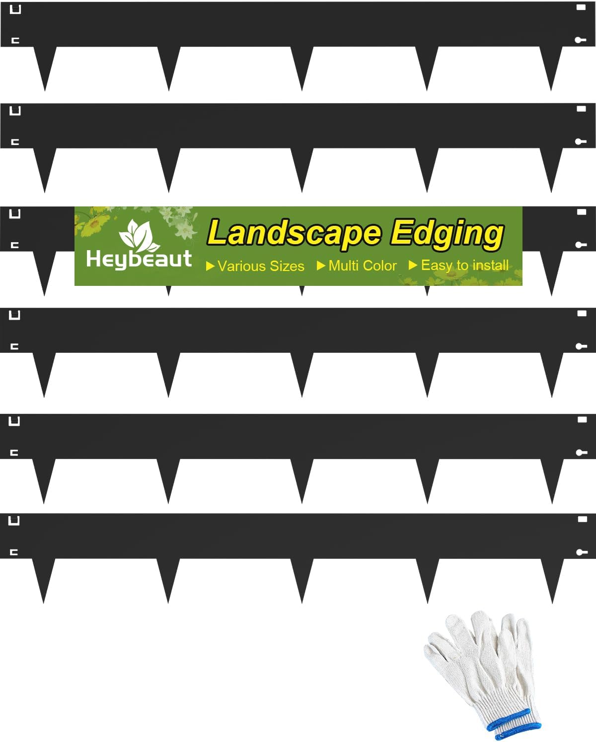 Landscape Edging Border, 40" L x 8" H 6Pack 20FT Total Black Galvanized Steel Garden Edging,Easy Installation,Sturdy Elegant Metal Lawn Broder for Flower Beds, Pathways, Paver Edges and Yard