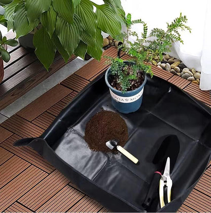 BIUWING 2PCS Indoor Plant Transplanting Repotting Mat Foldable Garden Work Cloth Waterproof Thicken Gardening Mat, Black (26.8" x 26.8")