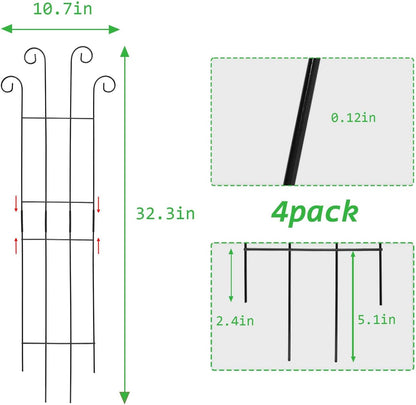4 Pack 32 Inch Plant Trellis Outdoor Metal Trellis for Climbing Plants Indoor Garden Trellis for Climbing Plants Outdoor Wave Shape Metal Garden Trellis Houseplants Flowers Vine Ivy
