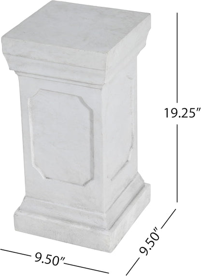 Decorative Roman Column Pedestal Column Plant Stand, Vintage European Style Classical Garden Pillar, Indoor Outdoor Decor, Pedestal Columns Plants Standing for Entryway Garden Yard Home (Antique White/19.25''H)