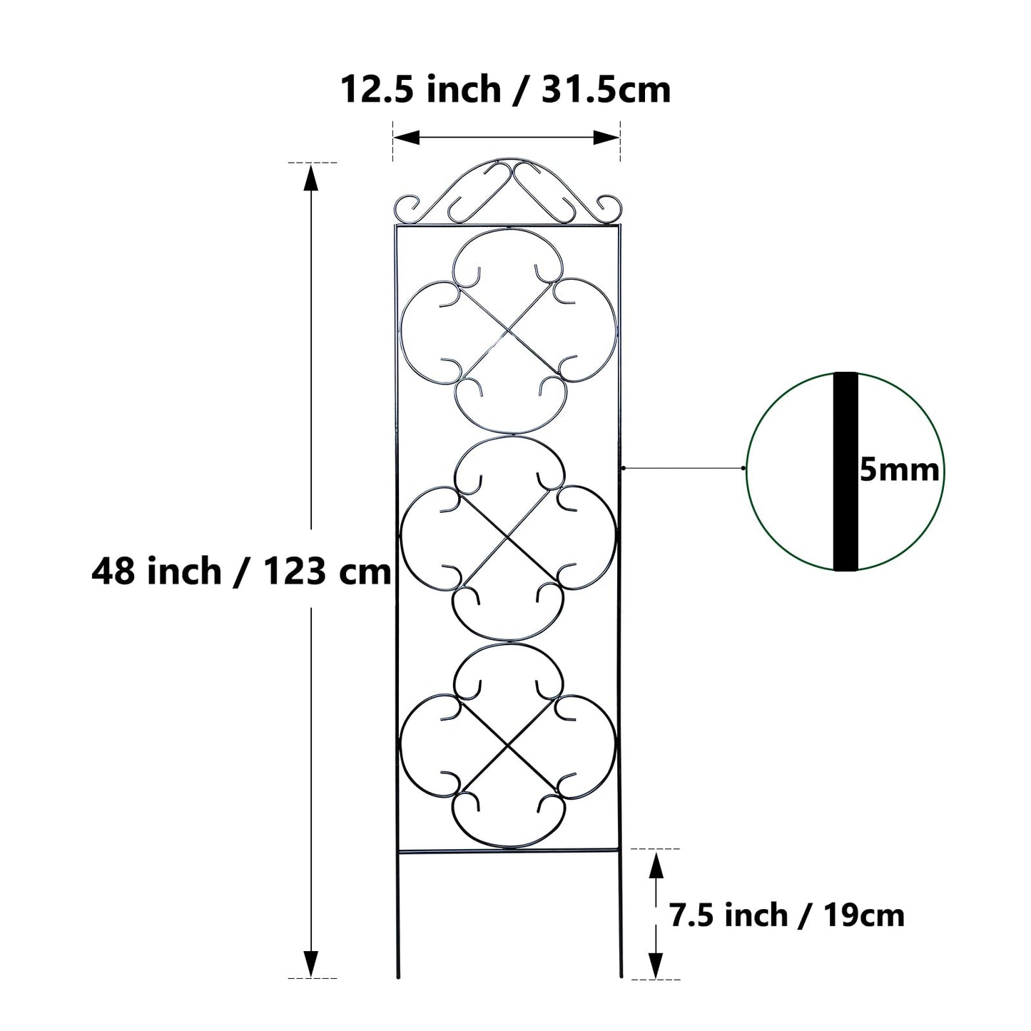 Thealyn 4 Pack 48" x 12.5" Metal Trellis for Potted Plants and Planters