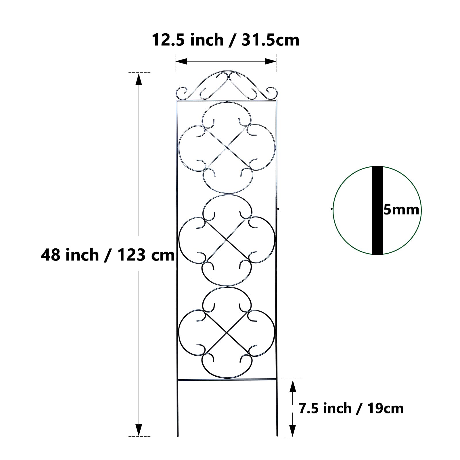 Thealyn 4 Pack 48" x 12.5" Metal Trellis for Potted Plants and Planters
