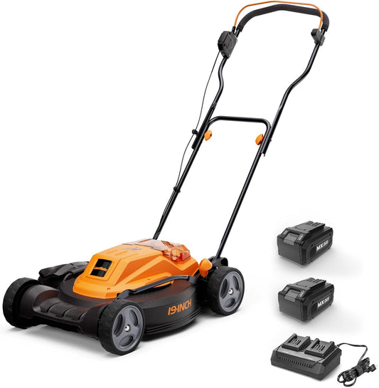 LawnMaster CLMF4819X 19-inch Brushless Cordless Mower with 2X24V MAX* 4.0Ah Battery and a Dual