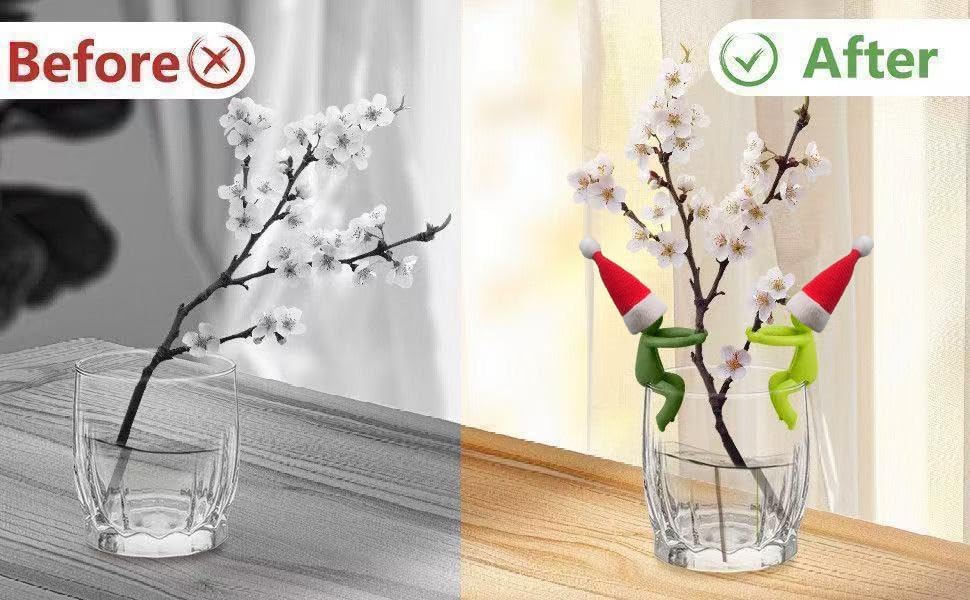 6PCS Plant Propagation Buddy, Plant Cutting Holders for Sprouts and Stems, Plant Supports Come with Colorful & Christmas Hats, Ideal for Decorating Indoor Garden and Propagation Station (Red)