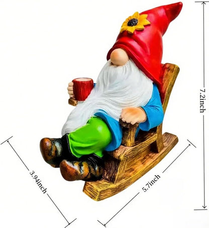 Drinking Coffee Faceless Garden Gnome Statue Decoration - 7.2"Figurine Ornament for Indoor Outdoor Home Patio Yard Lawn-Sunflower Gnome Statue-Best Garden Gifts for Mothers Day, Housewarming, Festival