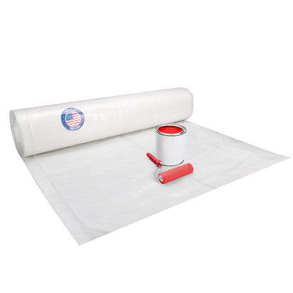 Plastic Sheeting 6 mil, 10' x 100' (1000 sq. ft.) - LDPE Film Roll - Strong Semi-Clear Plastic Rolls Heavy Duty Outdoor - Thick Painting Plastic Covering for Construction by IDL Packaging