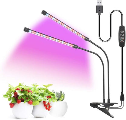 LED Plant Grow Lights for Indoor Plants 40 LED Full Spectrum Dual Head Plant Lights, 3 Switch Modes, 3,9,12H Timer, 9 Dimmable Brightness Growth Lamp for Indoor Succulent, Vegetables