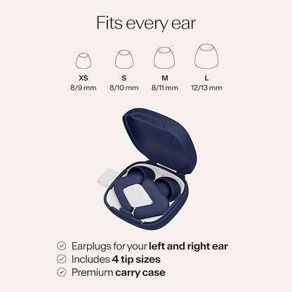 Alpine Silence Earplugs for Sleep, Focus & Travel - V-Shape Fit & Soft Oval Tips – 4 Sizes XS/S/M/L