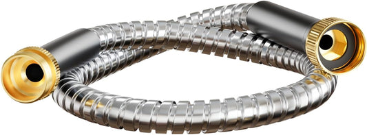 Short Garden Hose 3 ft, Male to Female Heavy Duty Stainless Steel Small Water Hose Extende Connector, Flexible No Kinks, Leakproof 3/4 in Fittings, Lightweight Metal Leader Hose,MBT3S Model